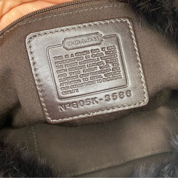 EUC Vintage Coach Brown Rabbit Fur Nylon Quilted Hobo Bag - Limited Edition - Picture 10 of 11